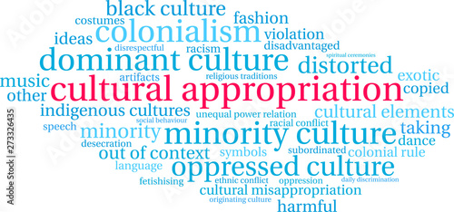 Cultural Appropriation Word Cloud on a white background 