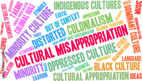 Cultural Misappropriation Word Cloud on a white background. 