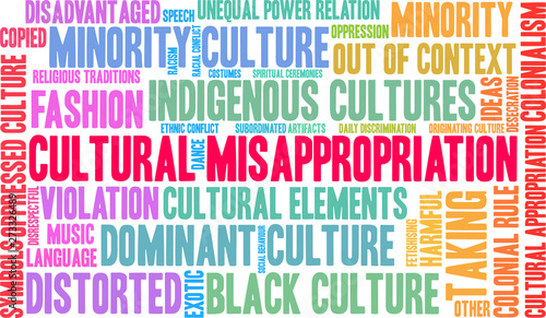 Cultural Misappropriation Word Cloud on a white background. 