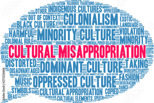 Cultural Misappropriation Word Cloud on a white background. 