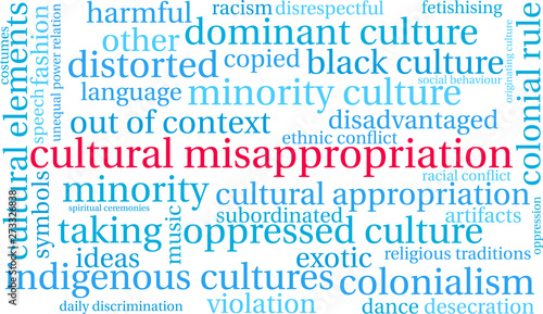 Cultural Misappropriation Word Cloud on a white background. 