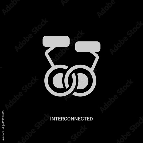 white interconnected vector icon on black background. modern flat interconnected from infographics concept vector sign symbol can be use for web, mobile and logo.