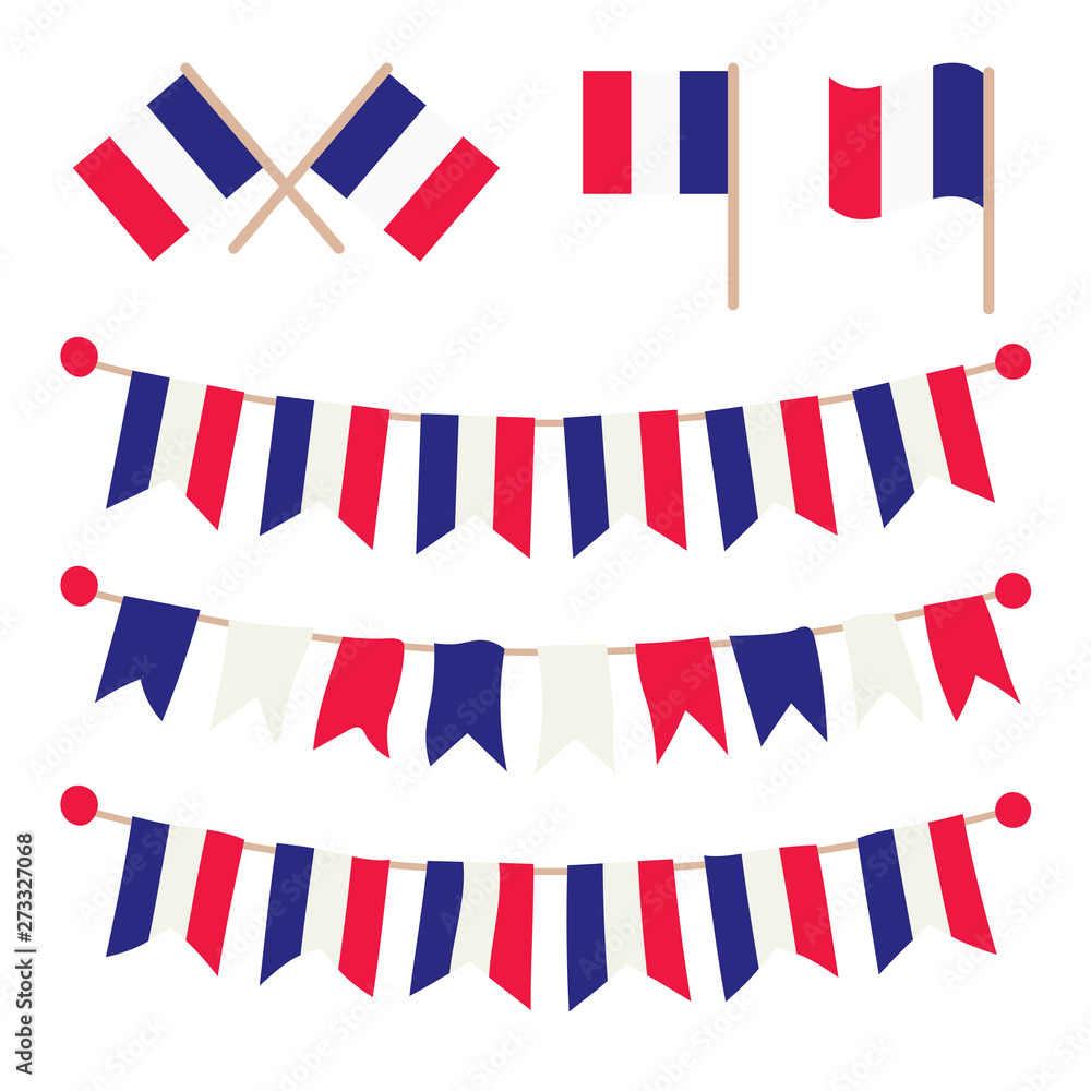 French buntings garlands isolated on white background. Vector illustration.