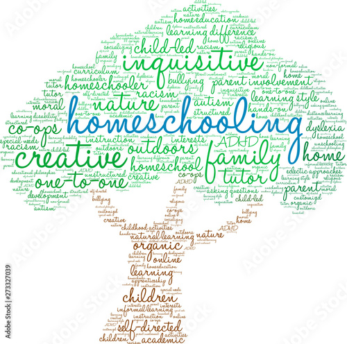 Homeschooling Word Cloud on a white background. 