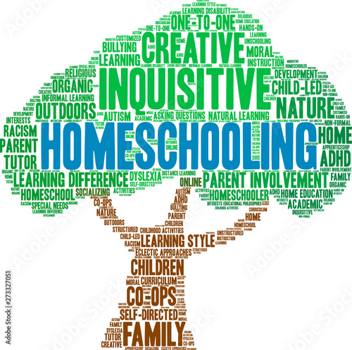 Homeschooling Word Cloud on a white background. 