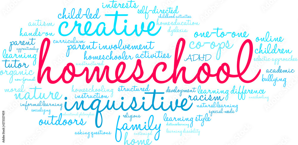 Homeschool Word Cloud on a white background. 