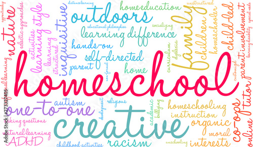 Homeschool Word Cloud on a white background. 