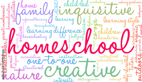 Homeschool Word Cloud on a white background. 