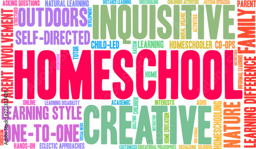 Homeschool Word Cloud on a white background. 