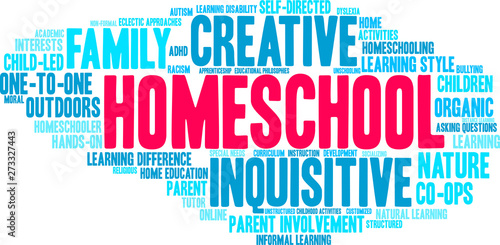 Homeschool Word Cloud on a white background. 