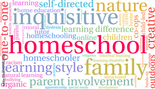 Homeschool Word Cloud on a white background. 