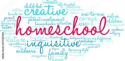 Homeschool Word Cloud on a white background.  © arloo