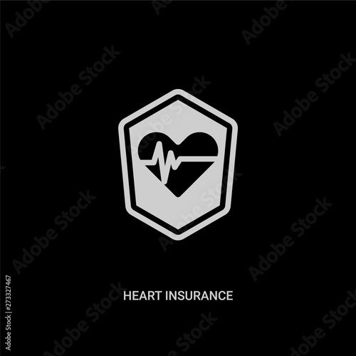 white heart insurance vector icon on black background. modern flat heart insurance from insurance concept vector sign symbol can be use for web, mobile and logo.