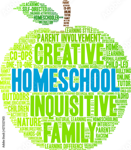 Homeschool Word Cloud on a white background. 