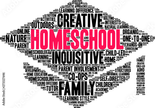 Homeschool Word Cloud on a white background. 