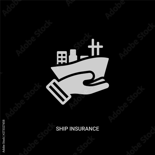 white ship insurance vector icon on black background. modern flat ship insurance from insurance concept vector sign symbol can be use for web  mobile and logo.