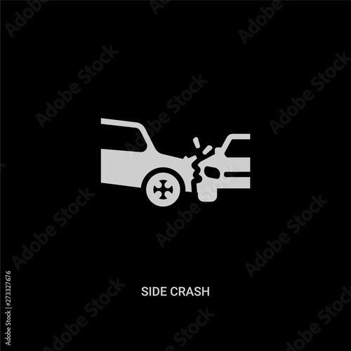 white side crash vector icon on black background. modern flat side crash from insurance concept vector sign symbol can be use for web, mobile and logo.