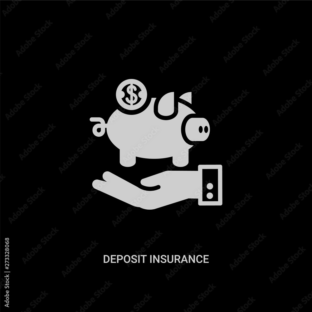 white deposit insurance vector icon on black background. modern flat deposit insurance from insurance concept vector sign symbol can be use for web, mobile and logo.
