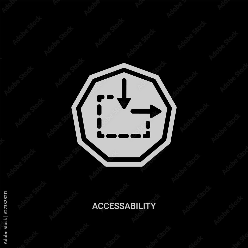 white accessability vector icon on black background. modern flat accessability from interface concept vector sign symbol can be use for web, mobile and logo. white accessability vector icon on black background. modern flat accessability from interface concept vector sign symbol can be use for web, mobile and logo.
