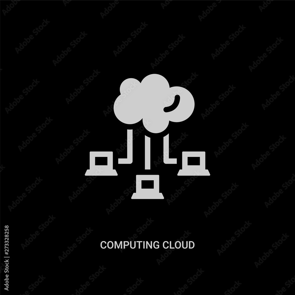 white computing cloud vector icon on black background. modern flat computing cloud from internet security and concept vector sign symbol can be use for web, mobile and logo. white computing cloud vector icon on black background. modern flat computing cloud from internet security and concept vector sign symbol can be use for web, mobile and logo.