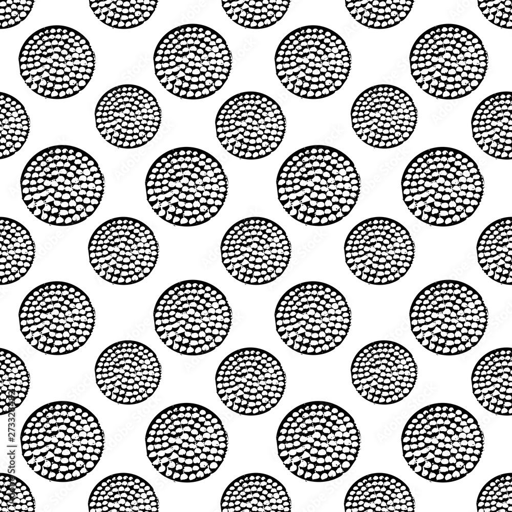 Black and white circle, round grunge polka dot, seamless pattern, wrapping paper. Vector illustration. Black and white circle, round grunge polka dot, seamless pattern, wrapping paper. Vector illustration.