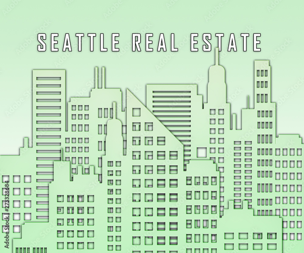 Seattle Real Estate Property City Depicting Housing In Washington State - 3d Illustration