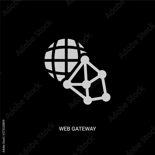 Photographie white web gateway vector icon on black background