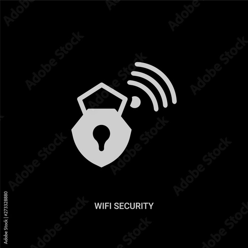 white wifi security vector icon on black background. modern flat wifi security from internet security and concept vector sign symbol can be use for web, mobile and logo.