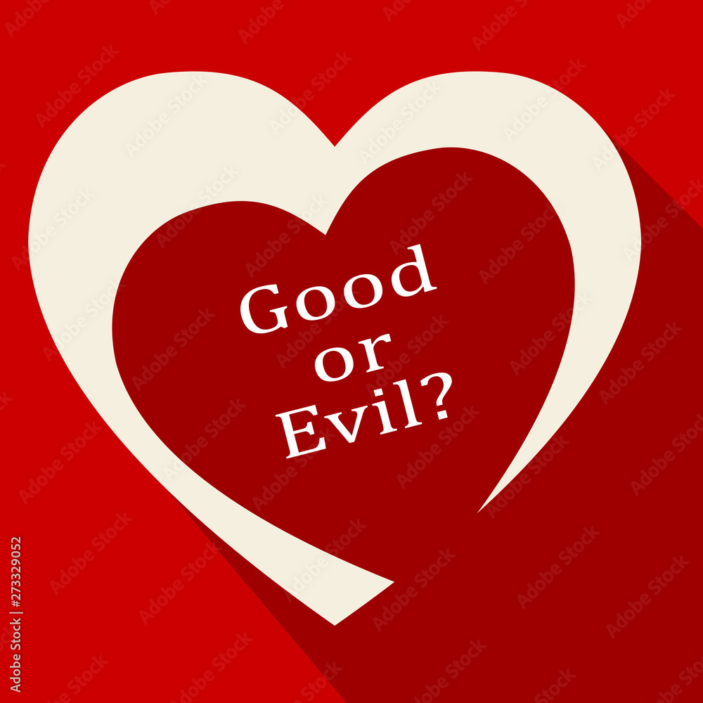 Evil Versus Good Heart Means Faith In God Or The Devil - 3d Illustration Evil Versus Good Heart Means Faith In God Or The Devil - 3d Illustration
