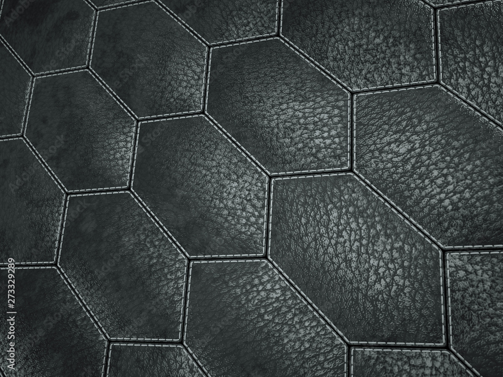 Leather stitched hexagon or honecomb black shiny texture Leather stitched hexagon or honecomb black shiny texture
