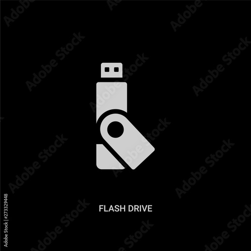 white flash drive vector icon on black background. modern flat flash drive from internet security and concept vector sign symbol can be use for web, mobile and logo.