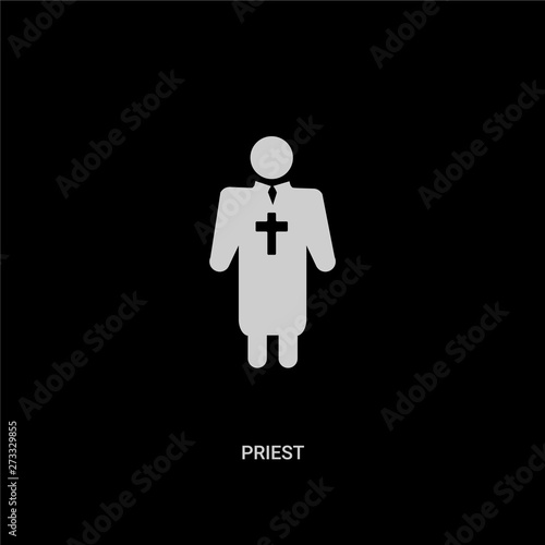 white priest vector icon on black background. modern flat priest from jobprofits concept vector sign symbol can be use for web, mobile and logo.