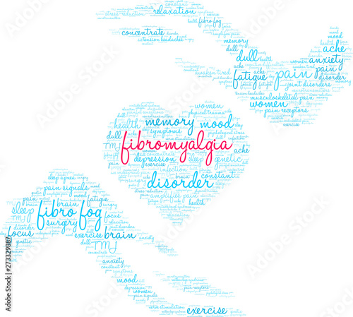 Fibromyalgia Word Cloud on a white background.  © arloo