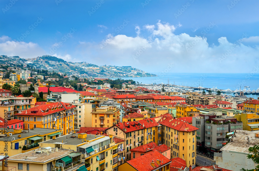 Panoramic view on beautiful city San Remo, Italy