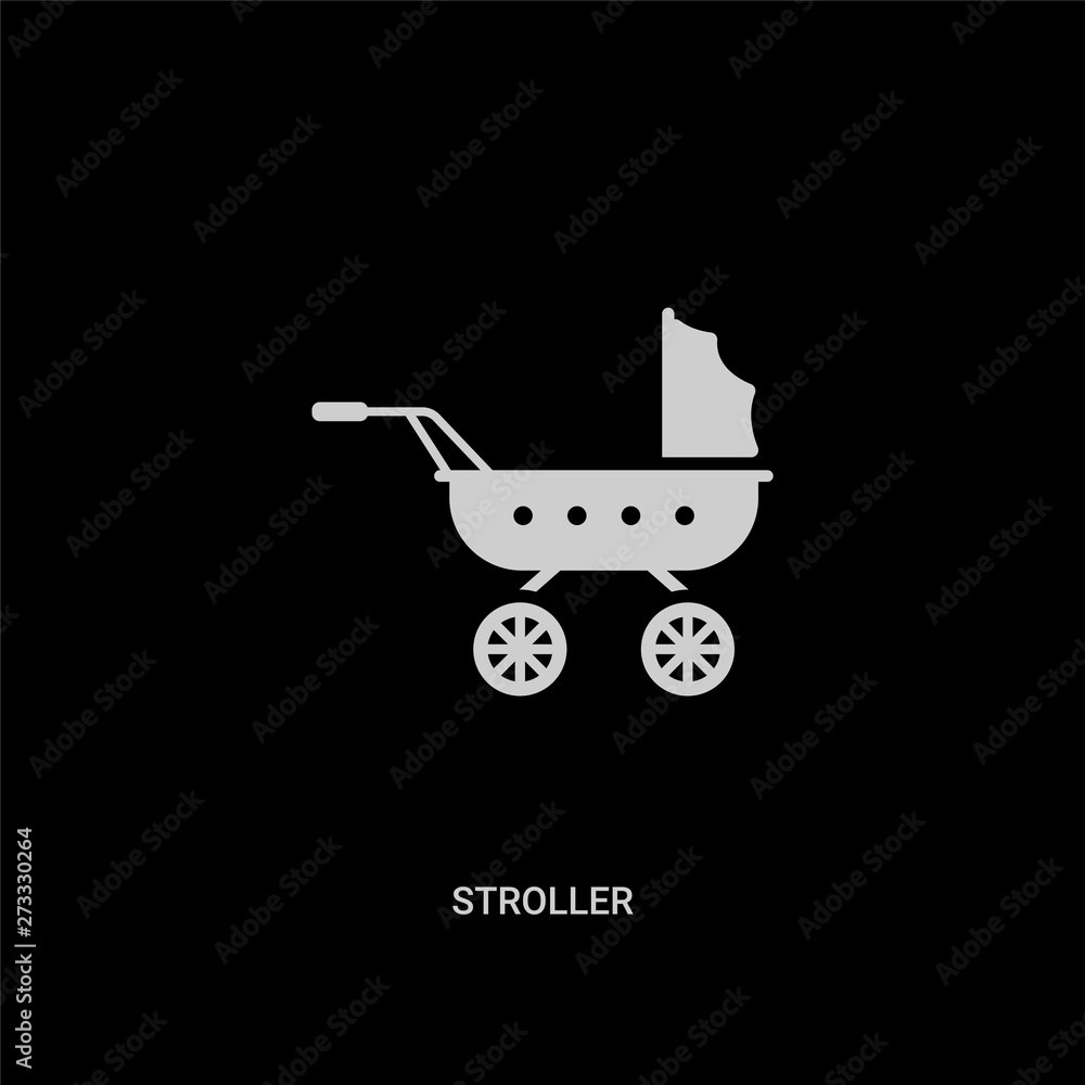 white stroller vector icon on black background. modern flat stroller from kids and baby concept vector sign symbol can be use for web, mobile and logo. white stroller vector icon on black background. modern flat stroller from kids and baby concept vector sign symbol can be use for web, mobile and logo.
