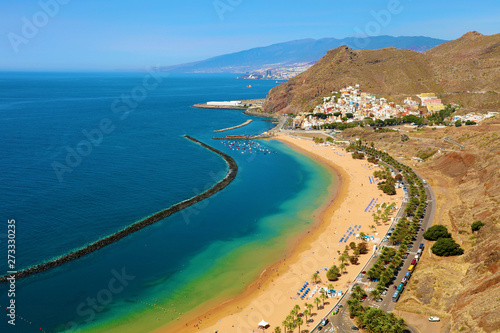 Panoramic view of San Andres village and Las Teresitas Beach, Tenerife, Spain