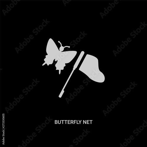 white butterfly net vector icon on black background. modern flat butterfly net from kids and baby concept vector sign symbol can be use for web, mobile and logo.