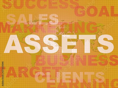 Wallpaper Mural Assets concept icon depicts fixed assets like savings resources and net worth - 3d illustration Torontodigital.ca