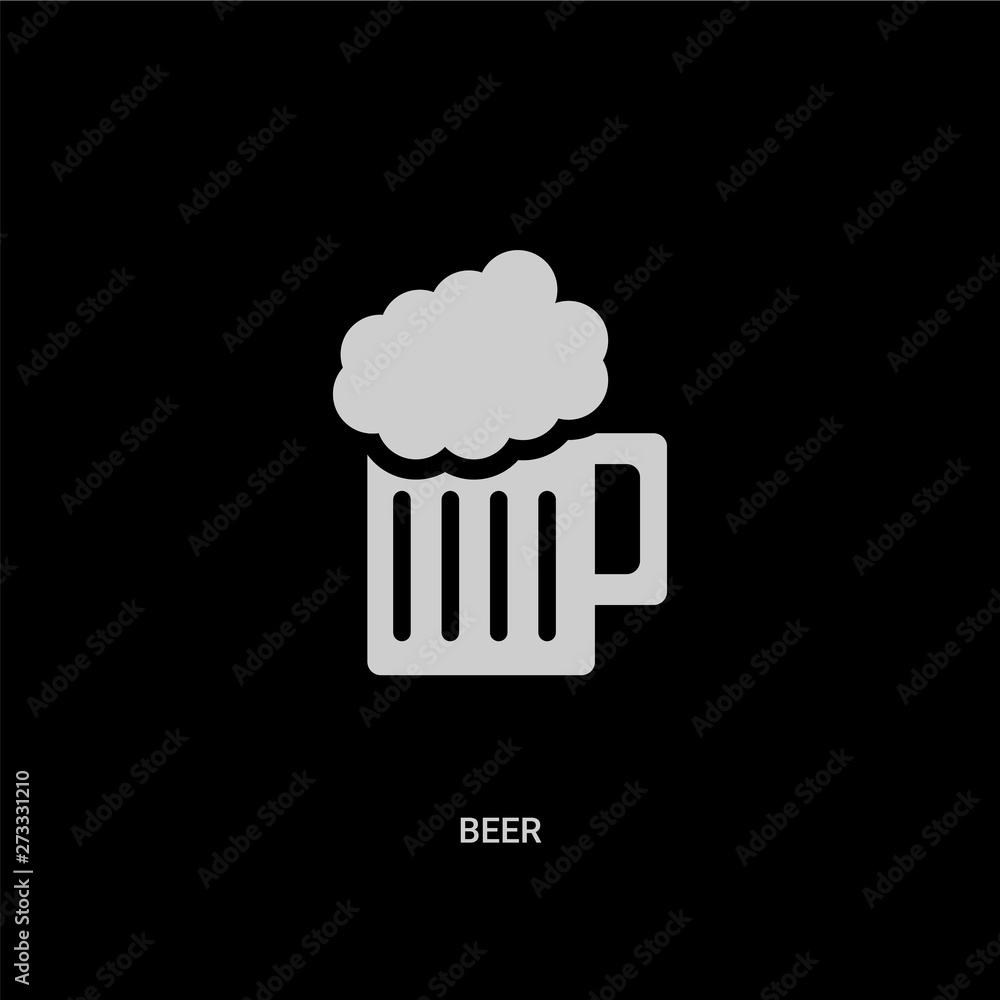 white beer vector icon on black background. modern flat beer from kitchen concept vector sign symbol can be use for web, mobile and logo. white beer vector icon on black background. modern flat beer from kitchen concept vector sign symbol can be use for web, mobile and logo.