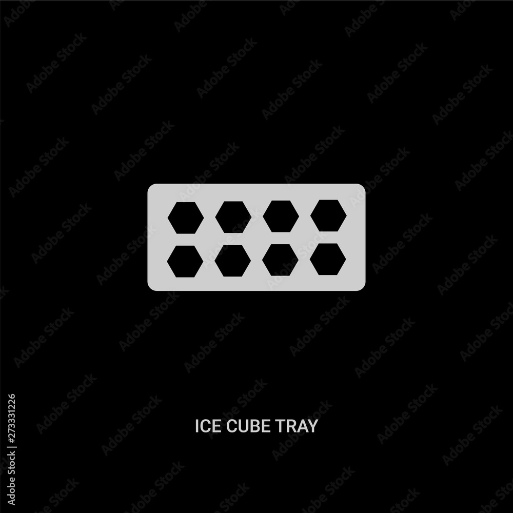 white ice cube tray vector icon on black background. modern flat ice cube tray from kitchen concept vector sign symbol can be use for web, mobile and logo. white ice cube tray vector icon on black background. modern flat ice cube tray from kitchen concept vector sign symbol can be use for web, mobile and logo.