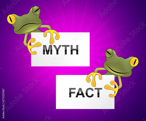 Fact Vs Myth Words Describe Truthful Reality Versus Deceit - 3d Illustration