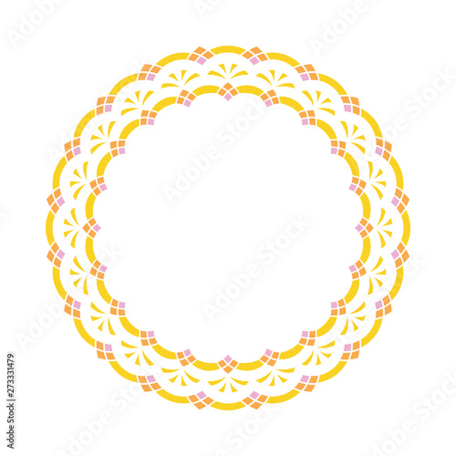 Ornamental frame decorative geometric wreath isolated on white background