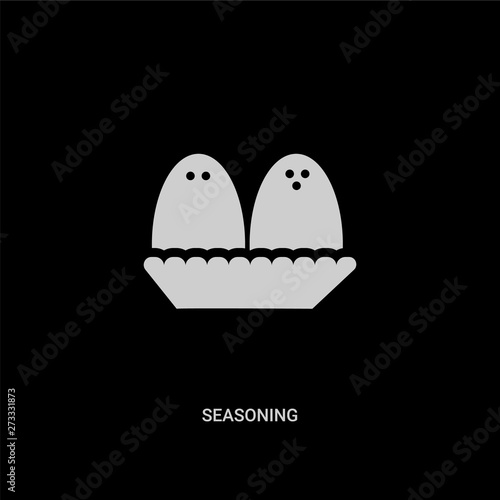 white seasoning vector icon on black background. modern flat seasoning from kitchen concept vector sign symbol can be use for web, mobile and logo.