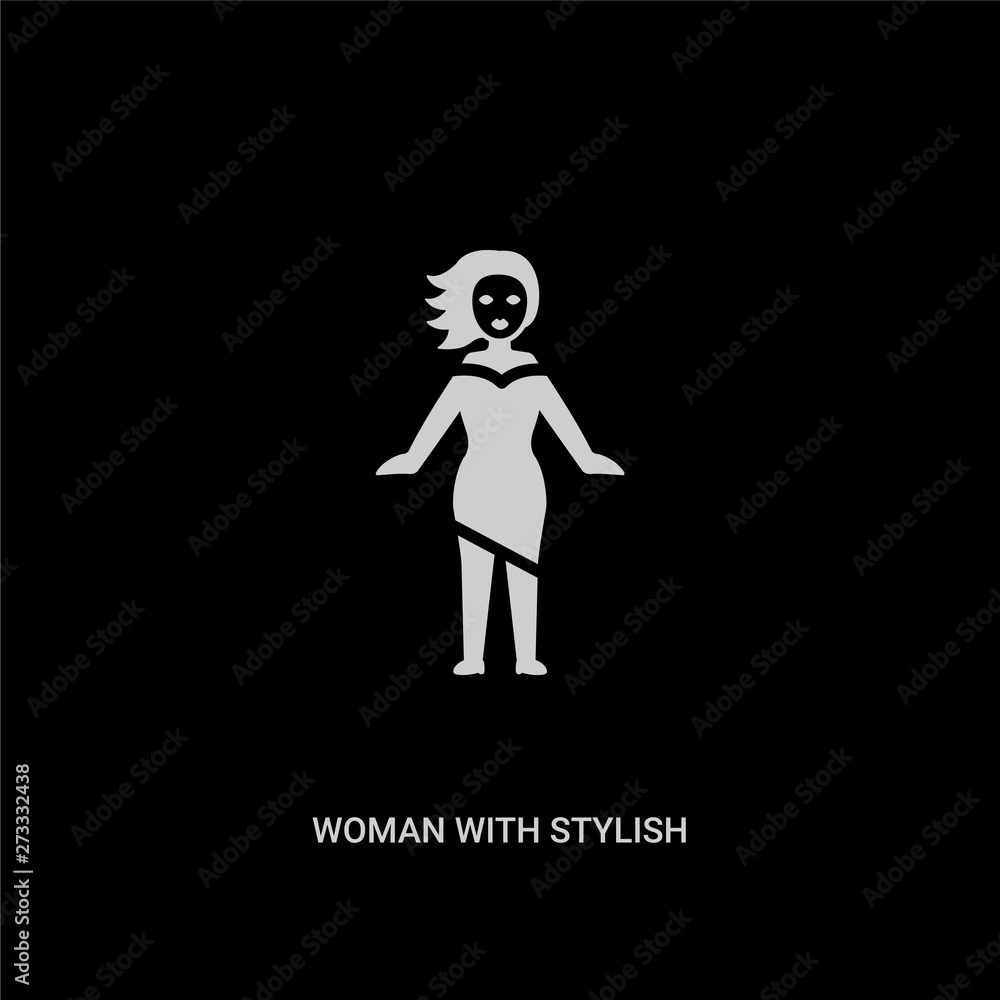 white woman with stylish hair vector icon on black background. modern flat woman with stylish hair from ladies concept vector sign symbol can be use for web, mobile and logo.