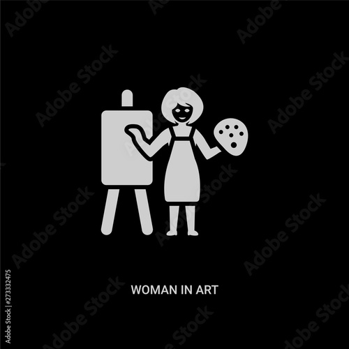 white woman in art vector icon on black background. modern flat woman in art from ladies concept vector sign symbol can be use for web, mobile and logo.