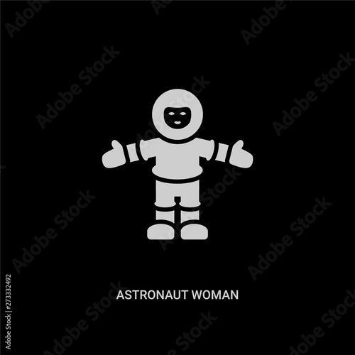 white astronaut woman vector icon on black background. modern flat astronaut woman from ladies concept vector sign symbol can be use for web, mobile and logo.