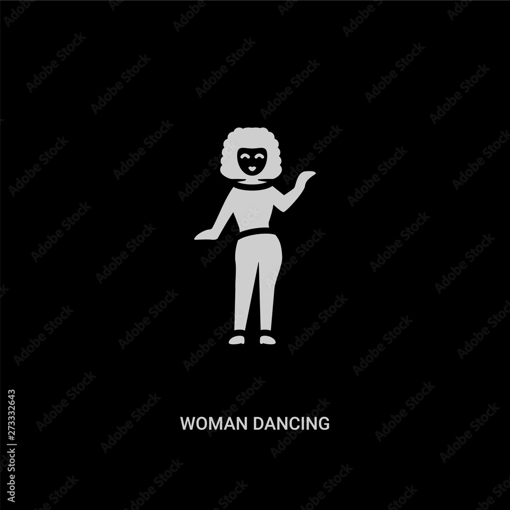 white woman dancing vector icon on black background. modern flat woman dancing from ladies concept vector sign symbol can be use for web, mobile and logo. white woman dancing vector icon on black background. modern flat woman dancing from ladies concept vector sign symbol can be use for web, mobile and logo.