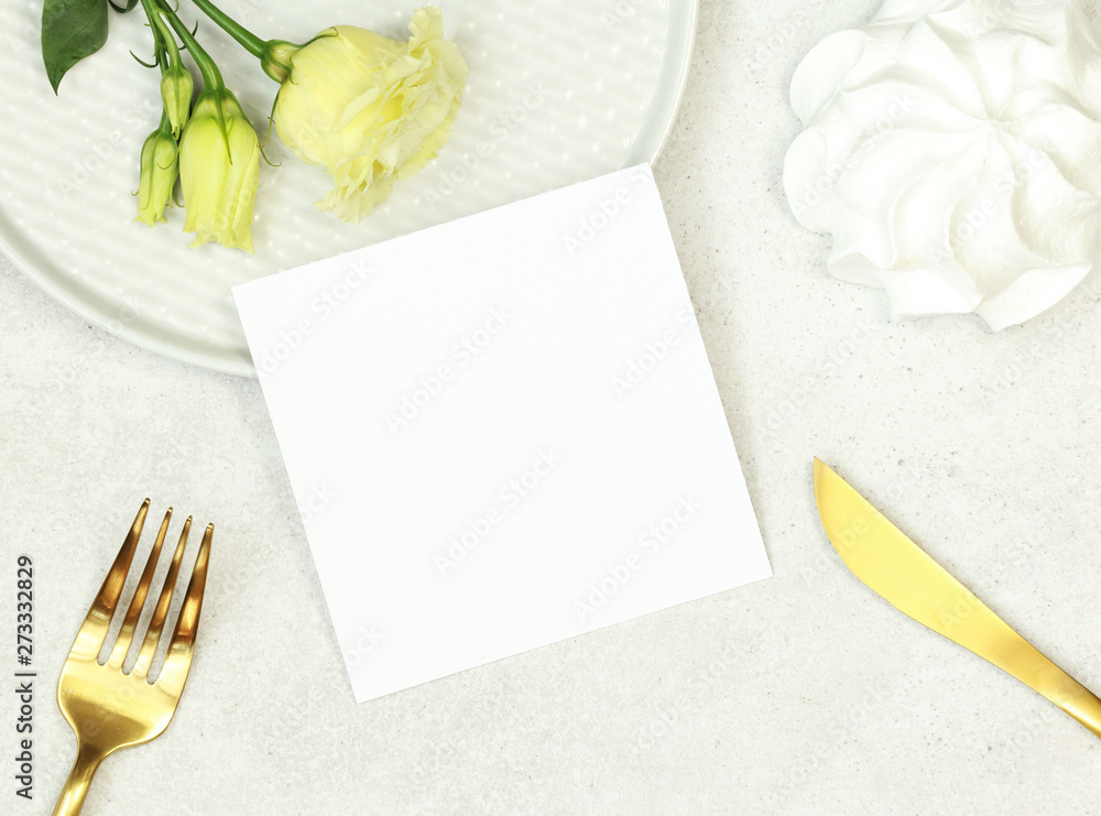 Mockup wedding number card on grey background Mockup wedding number card on grey background