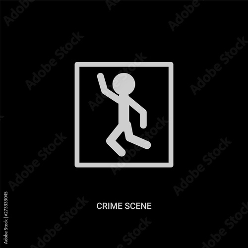 white crime scene vector icon on black background. modern flat crime scene from law and justice concept vector sign symbol can be use for web, mobile and logo.