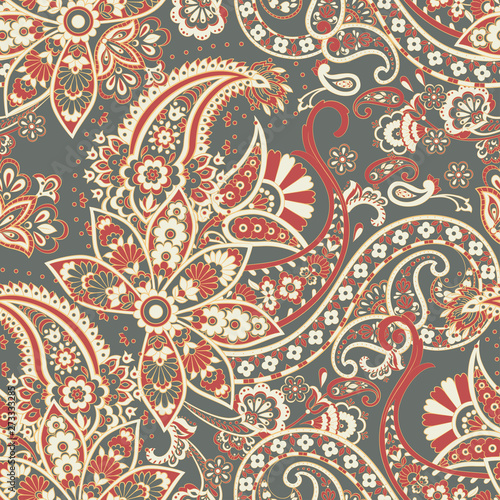 Paisley damask background. Vector vintage pattern